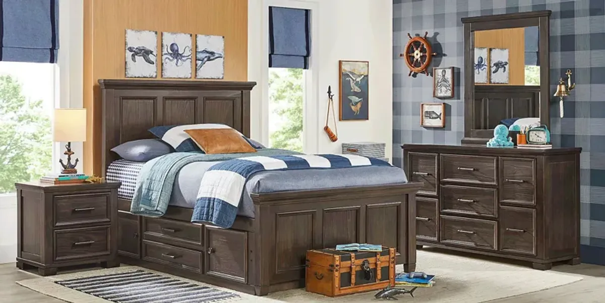 Kids Canyon Lake Java Full Panel Bed with Storage Side Rail