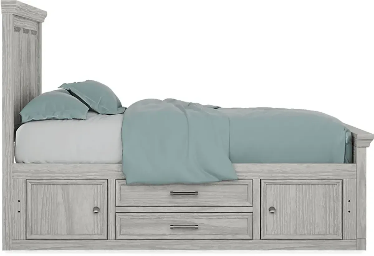 Kids Canyon Lake Ash Gray 3 Pc Full Panel Bed with Storage Side Rail