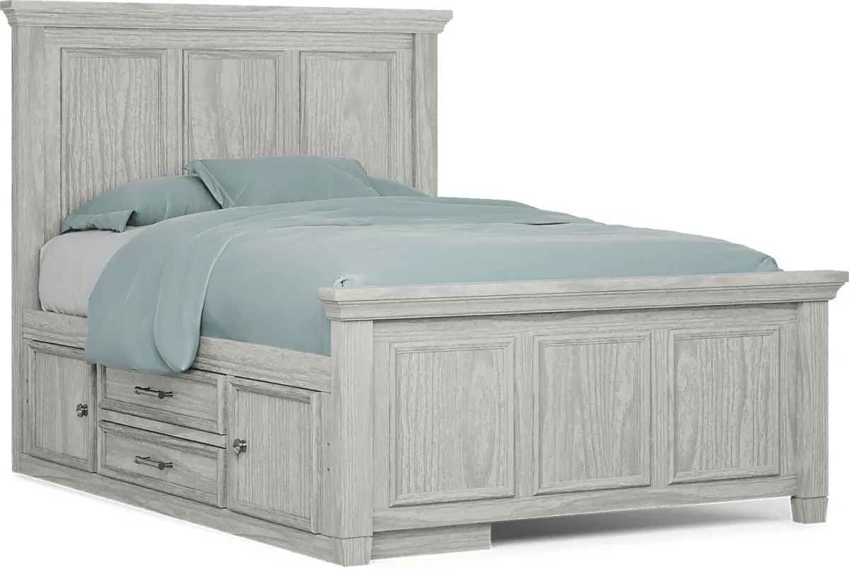 Kids Canyon Lake Ash Gray Full Panel Bed with Storage Side Rail