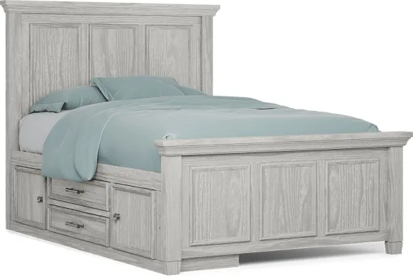 Kids Canyon Lake Ash Gray Full Panel Bed with Storage Side Rail