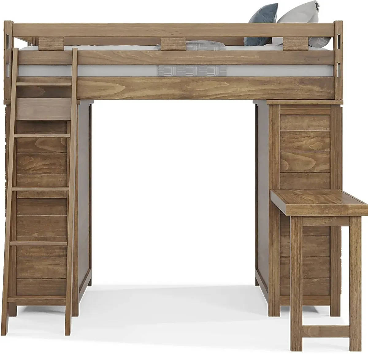 Kids Creekside 2.0 Chestnut Twin Loft with 2 Loft Chests and Desk Attachment