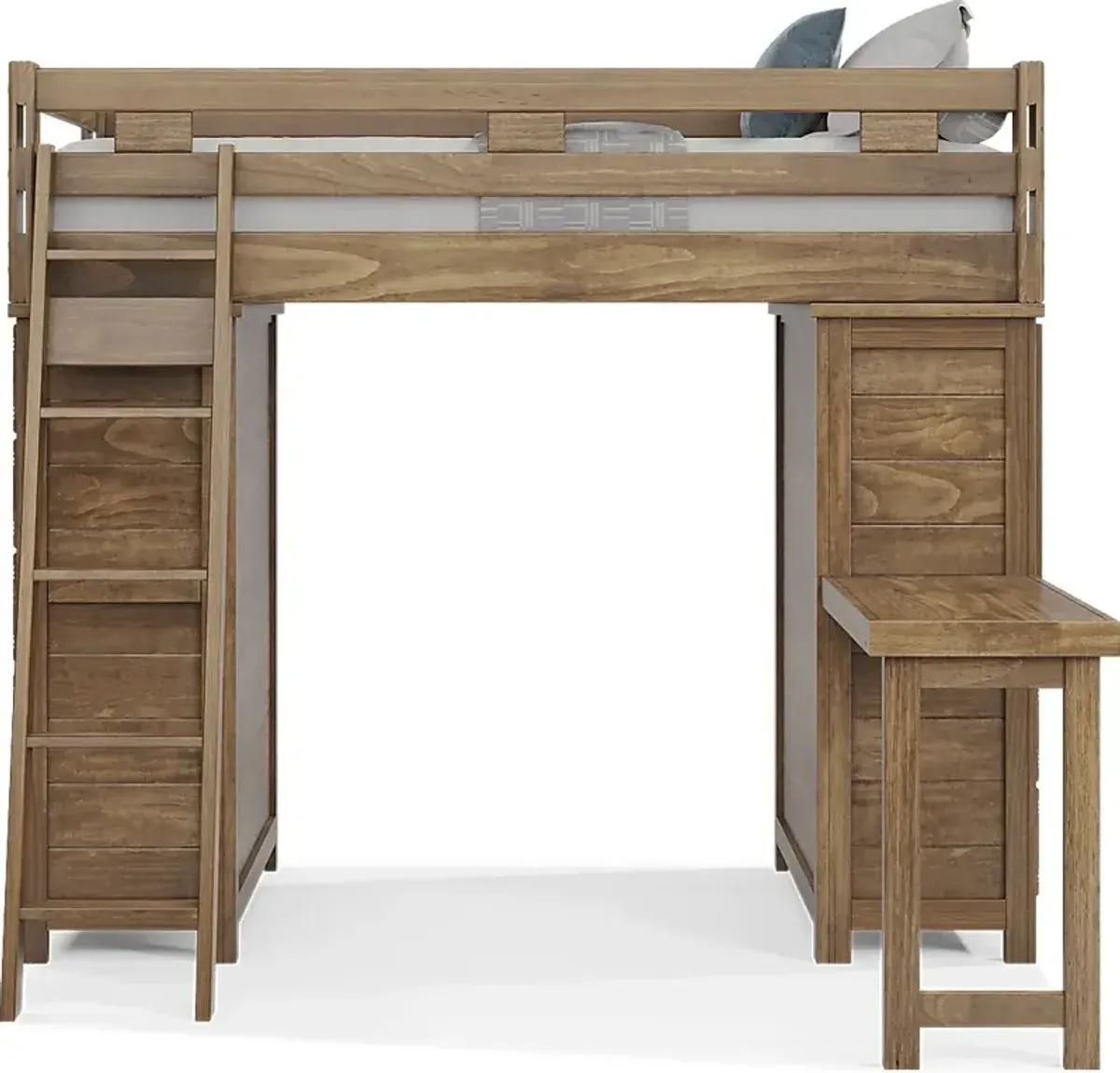 Kids Creekside 2.0 Chestnut Twin Loft with 2 Loft Chests and Desk Attachment