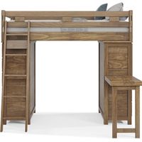 Kids Creekside 2.0 Chestnut Twin Loft with 2 Loft Chests and Desk Attachment