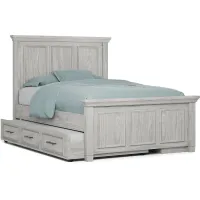 Kids Canyon Lake Ash Gray 4 Pc Full Panel Bed with Storage Side Rail and Trundle