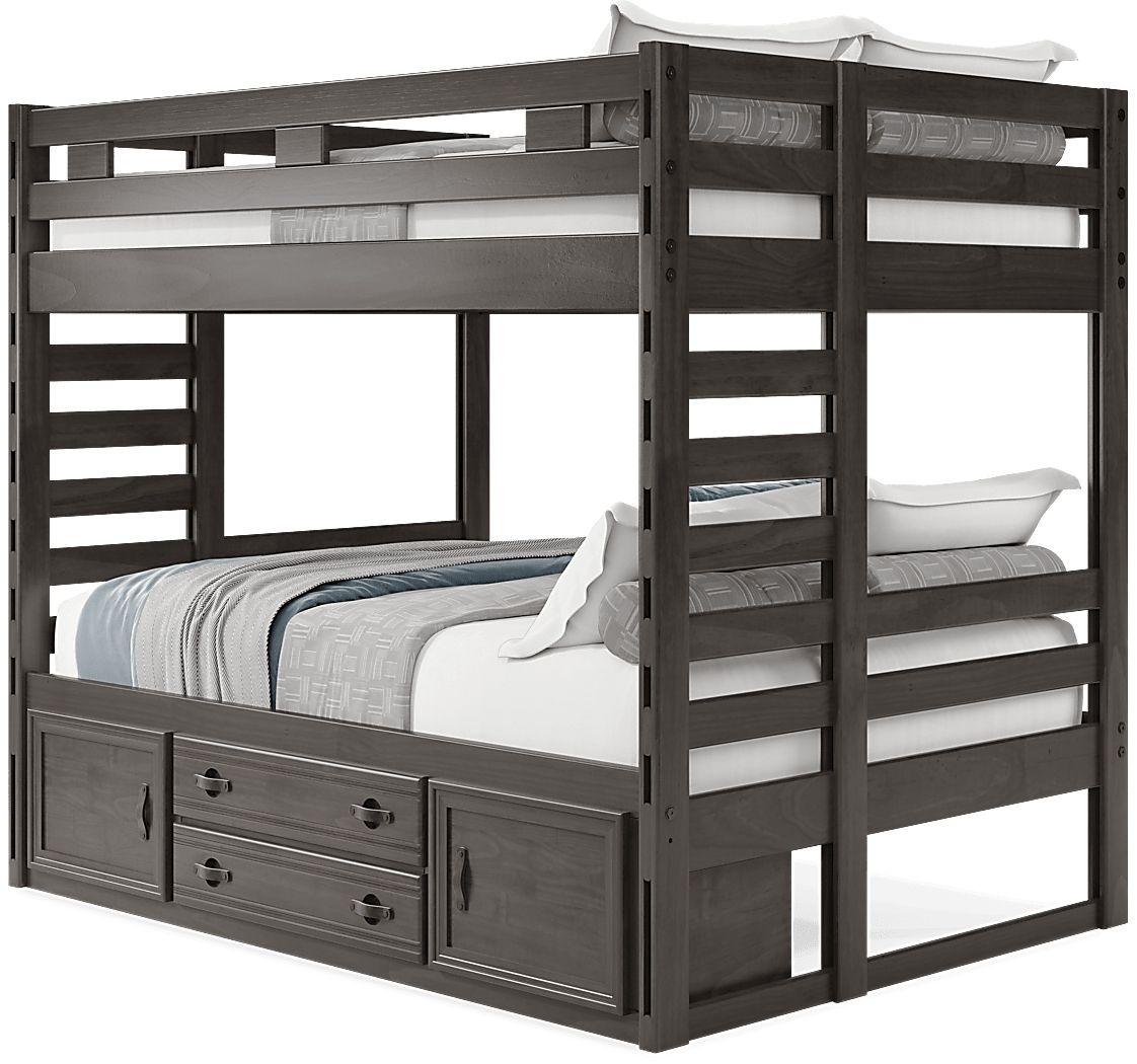 Kids Creekside 2.0 Charcoal Full/Full Bunk Bed with Storage Rail