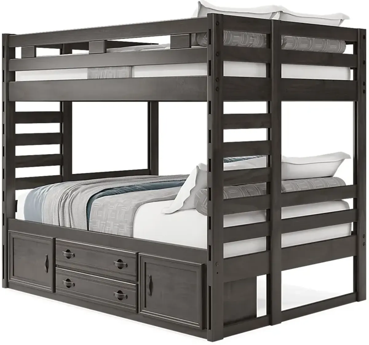 Kids Creekside 2.0 Charcoal Full/Full Bunk Bed with Storage Side Rail