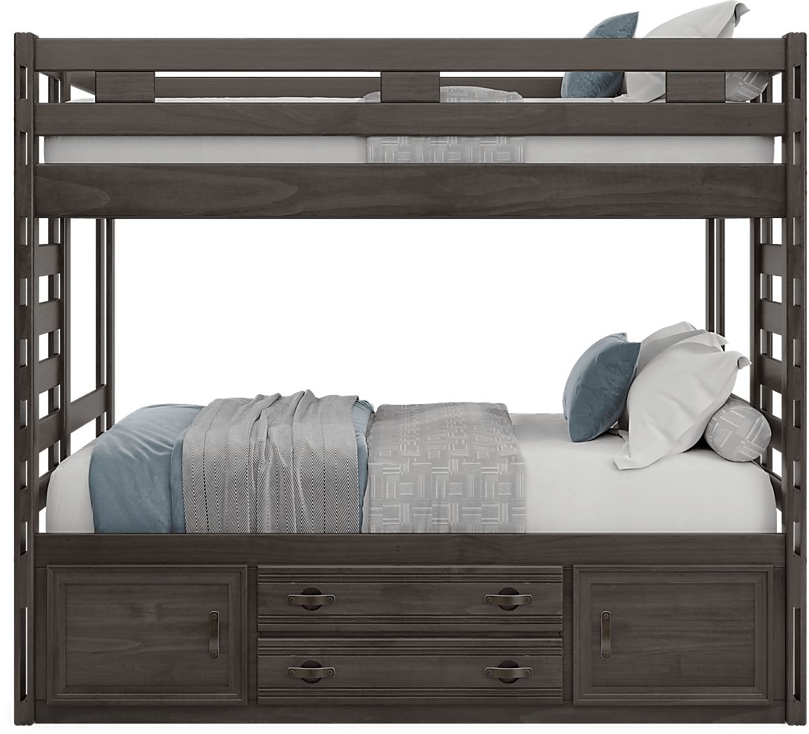Kids Creekside 2.0 Charcoal Full/Full Bunk Bed with Storage Rail