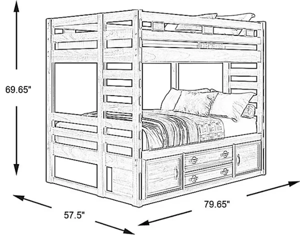 Kids Creekside 2.0 Charcoal Full/Full Bunk Bed with Storage Side Rail