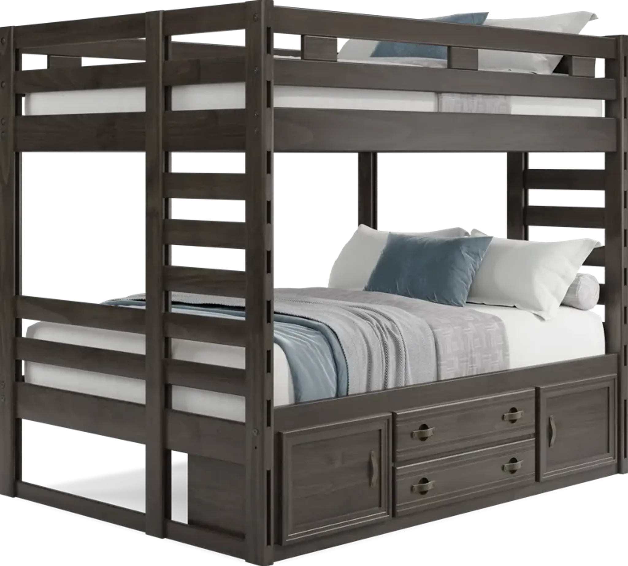 Kids Creekside 2.0 Charcoal Full/Full Bunk Bed with Storage Side Rail