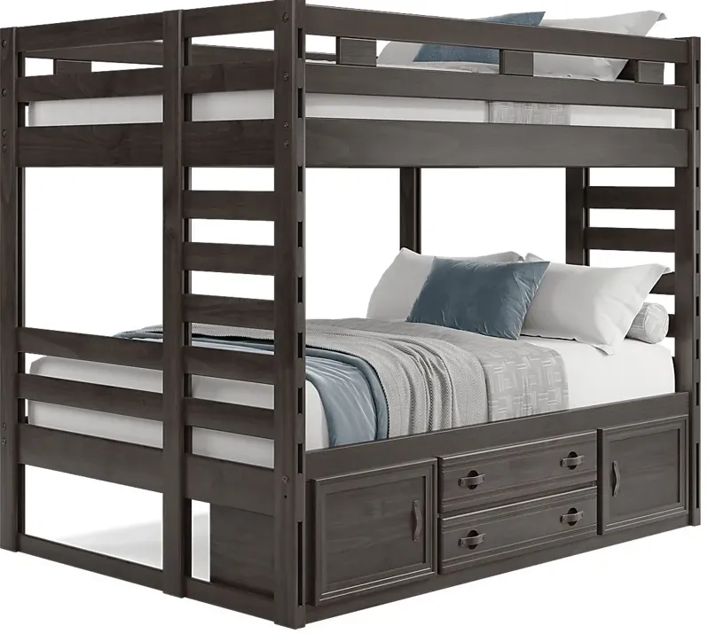 Kids Creekside 2.0 Charcoal Full/Full Bunk Bed with Storage Side Rail