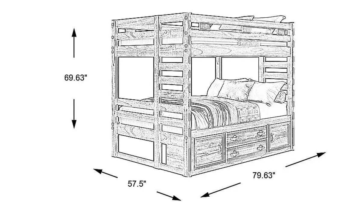 Kids Creekside 2.0 Chestnut Full/Full Bunk Bed with Storage Side Rail