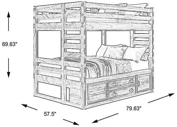 Kids Creekside 2.0 Chestnut Full/Full Bunk Bed with Storage Side Rail