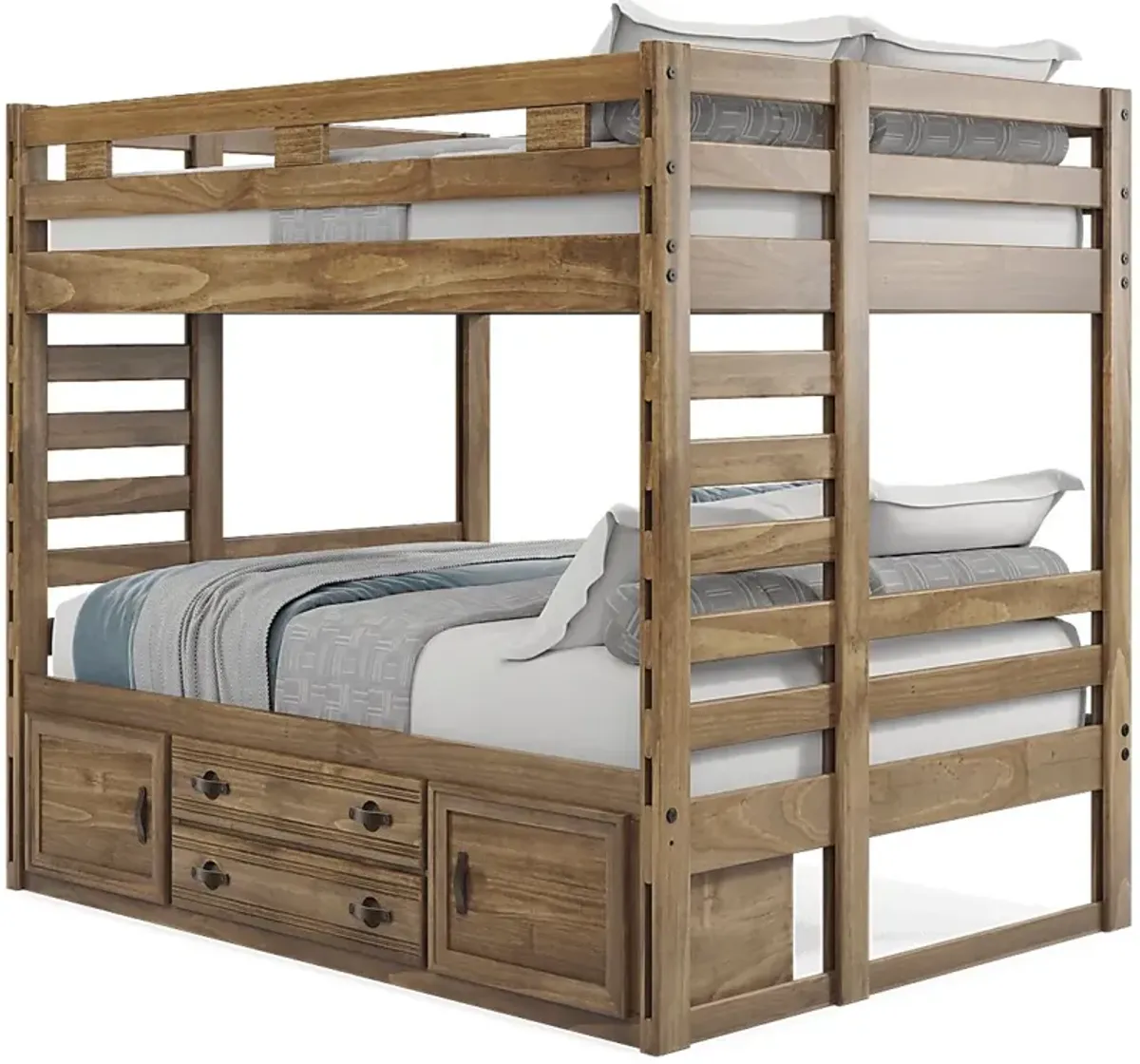 Kids Creekside 2.0 Chestnut Full/Full Bunk Bed with Storage Side Rail