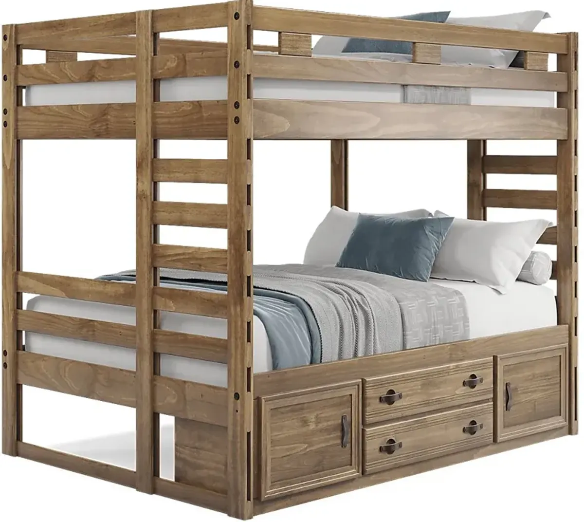 Kids Creekside 2.0 Chestnut Full/Full Bunk Bed with Storage Side Rail