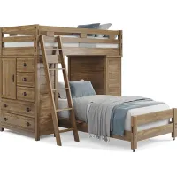 Kids Creekside 2.0 Chestnut Twin/Twin Loft with 2 Loft Chests