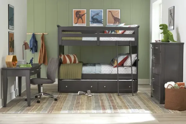Kids Santa Cruz Gray Full/Full Bunk Bedroom