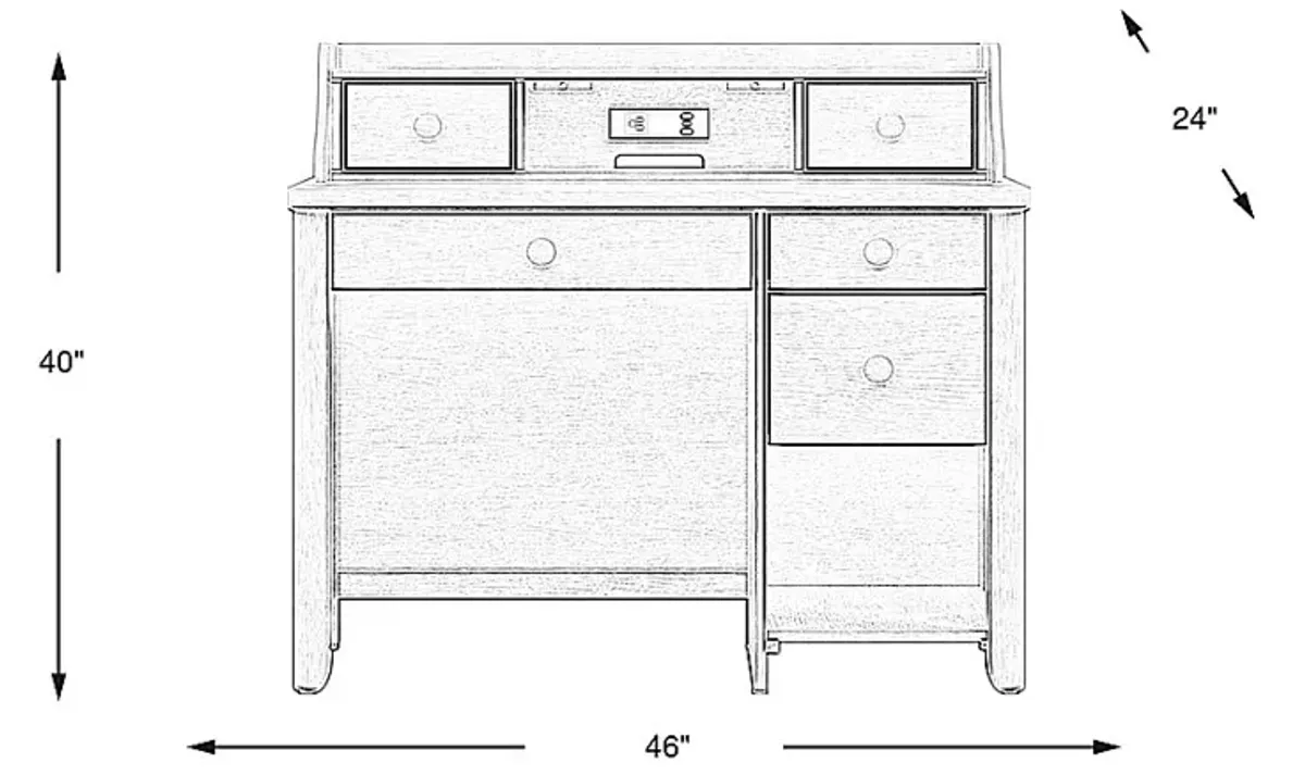 Kids South Bend Washed White Desk and Hutch