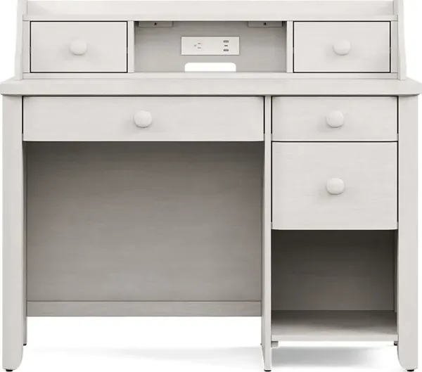 Kids South Bend Washed White Desk and Hutch