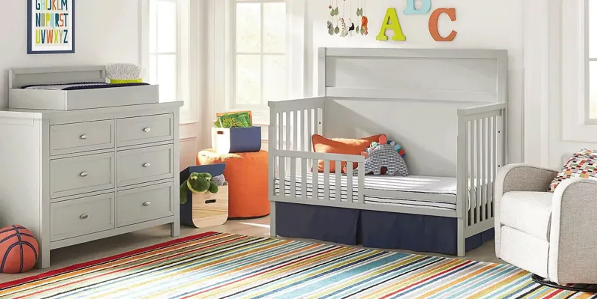 Kids Starry Dreams Gray 4 Pc Nursery with Toddler Rails