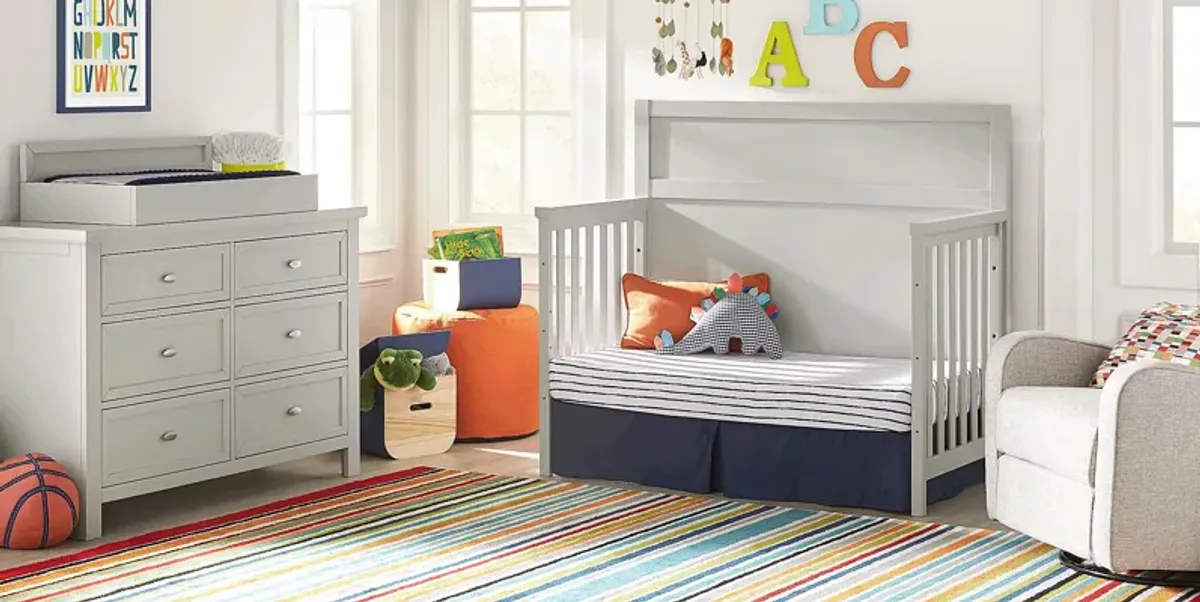 Kids Starry Dreams Gray 4 Pc Nursery with Toddler Rails