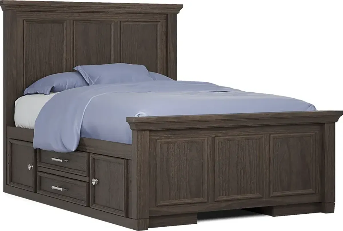 Kids Canyon Lake Java 3 Pc Full Panel Bed with 2 Storage Side Rails