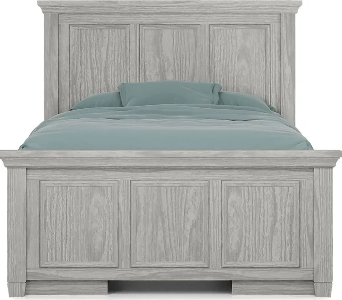 Kids Canyon Lake Ash Gray Full Panel Bed with 2 Storage Side Rails