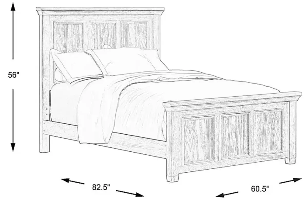 Kids Canyon Lake Ash Gray 3 Pc Full Panel Bed with 2 Storage Side Rails