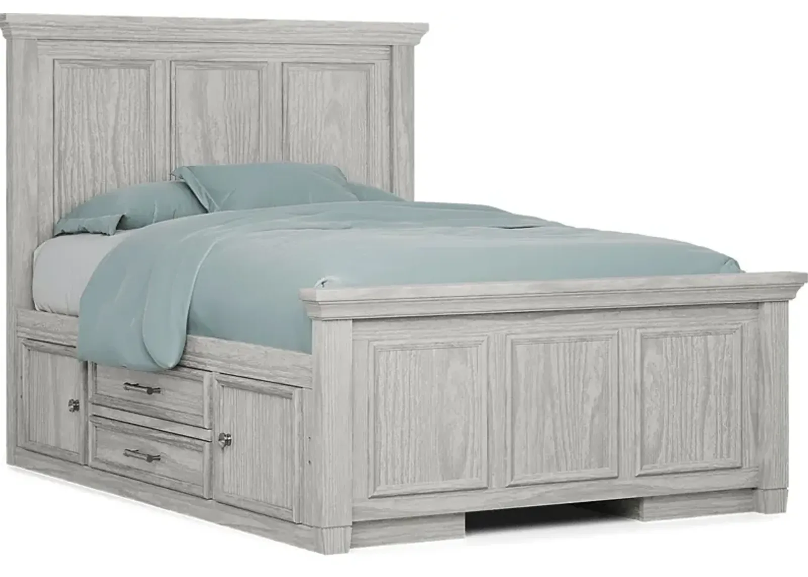 Kids Canyon Lake Ash Gray 3 Pc Full Panel Bed with 2 Storage Side Rails