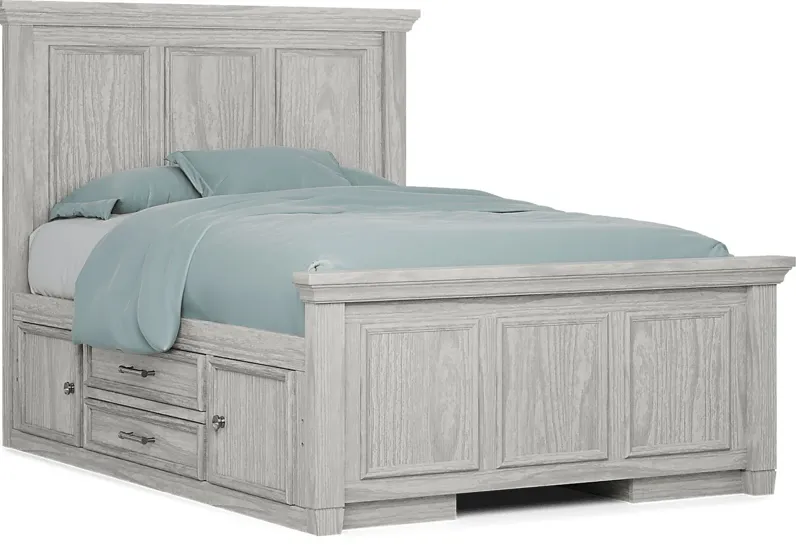 Kids Canyon Lake Ash Gray 3 Pc Full Panel Bed with 2 Storage Side Rails