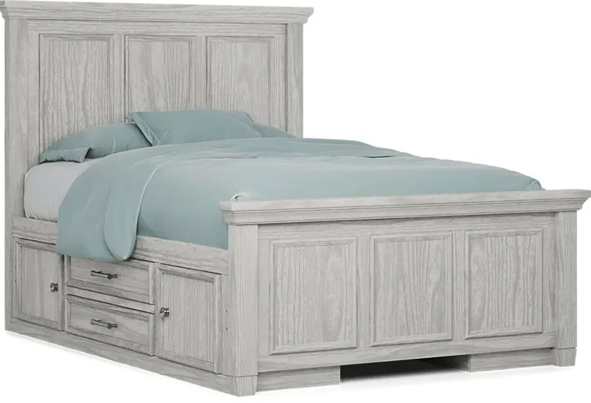 Kids Canyon Lake Ash Gray Full Panel Bed with 2 Storage Side Rails