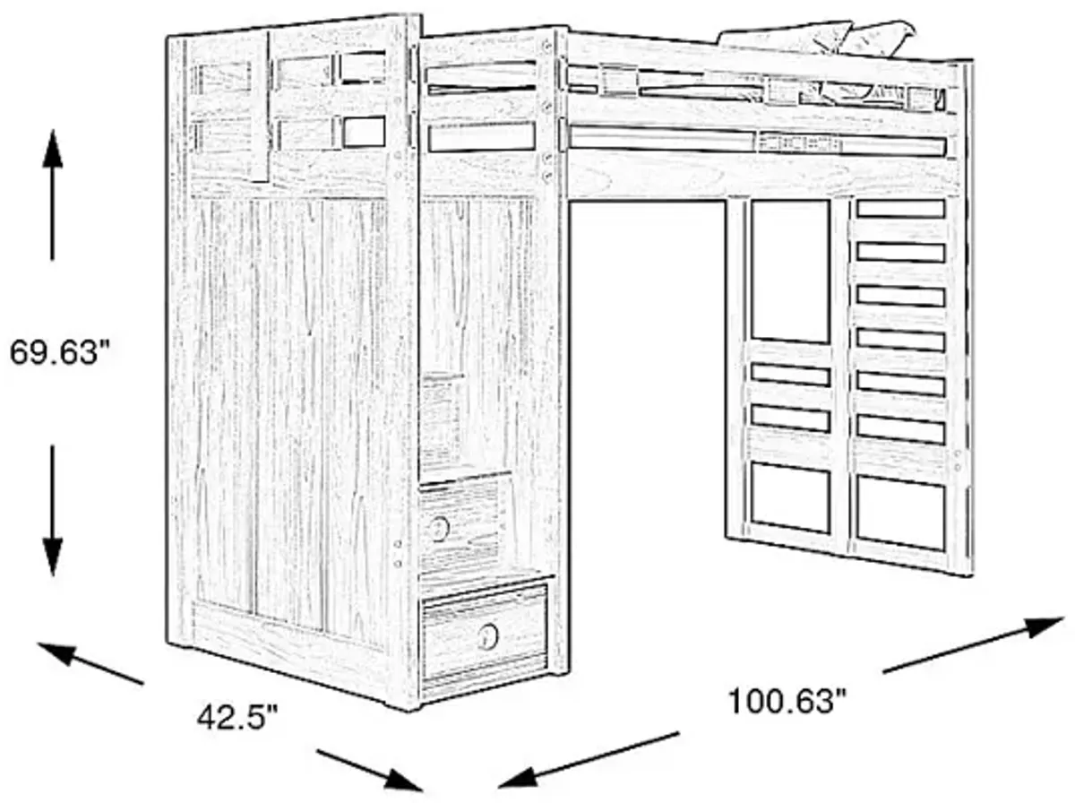 Kids Creekside 2.0 Charcoal Twin Step Loft