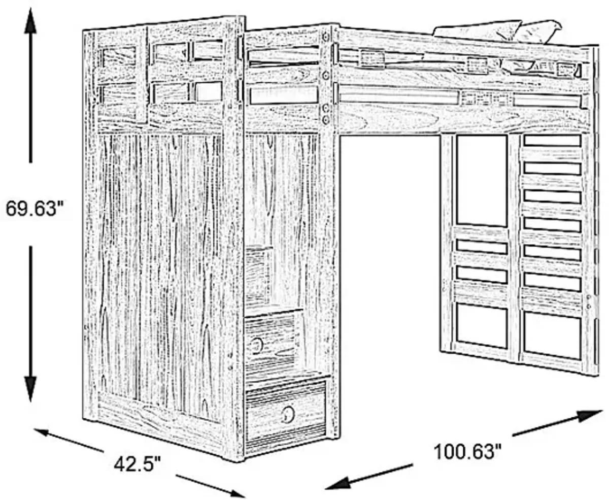 Kids Creekside 2.0 Chestnut Twin Step Loft