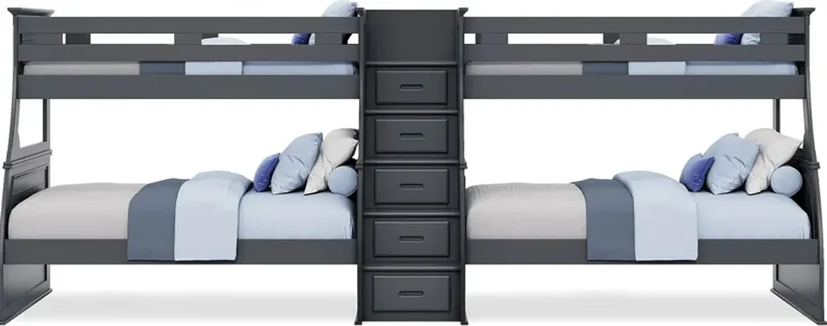 Kids Hilton Head Graphite Twin/Full Double Step Bunk