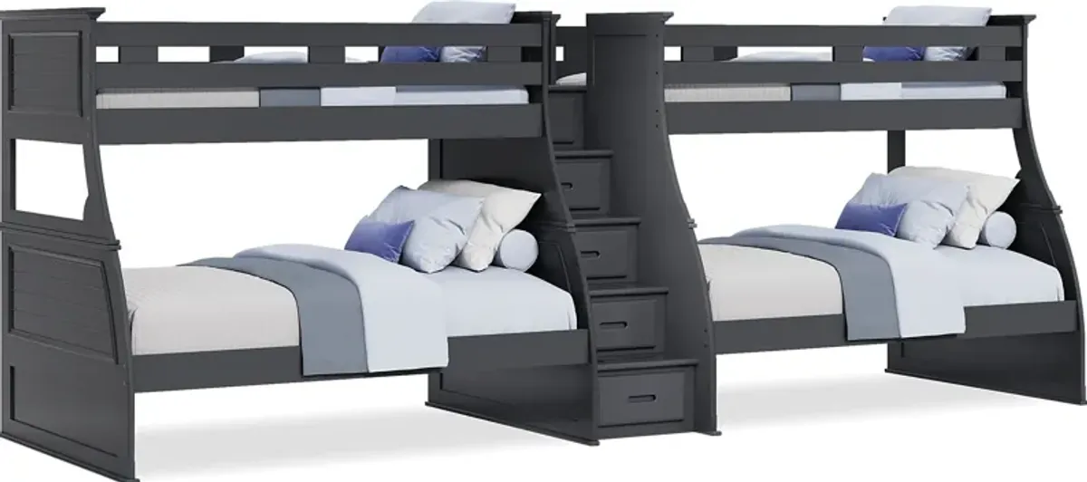 Kids Hilton Head Graphite Twin/Full Double Step Bunk