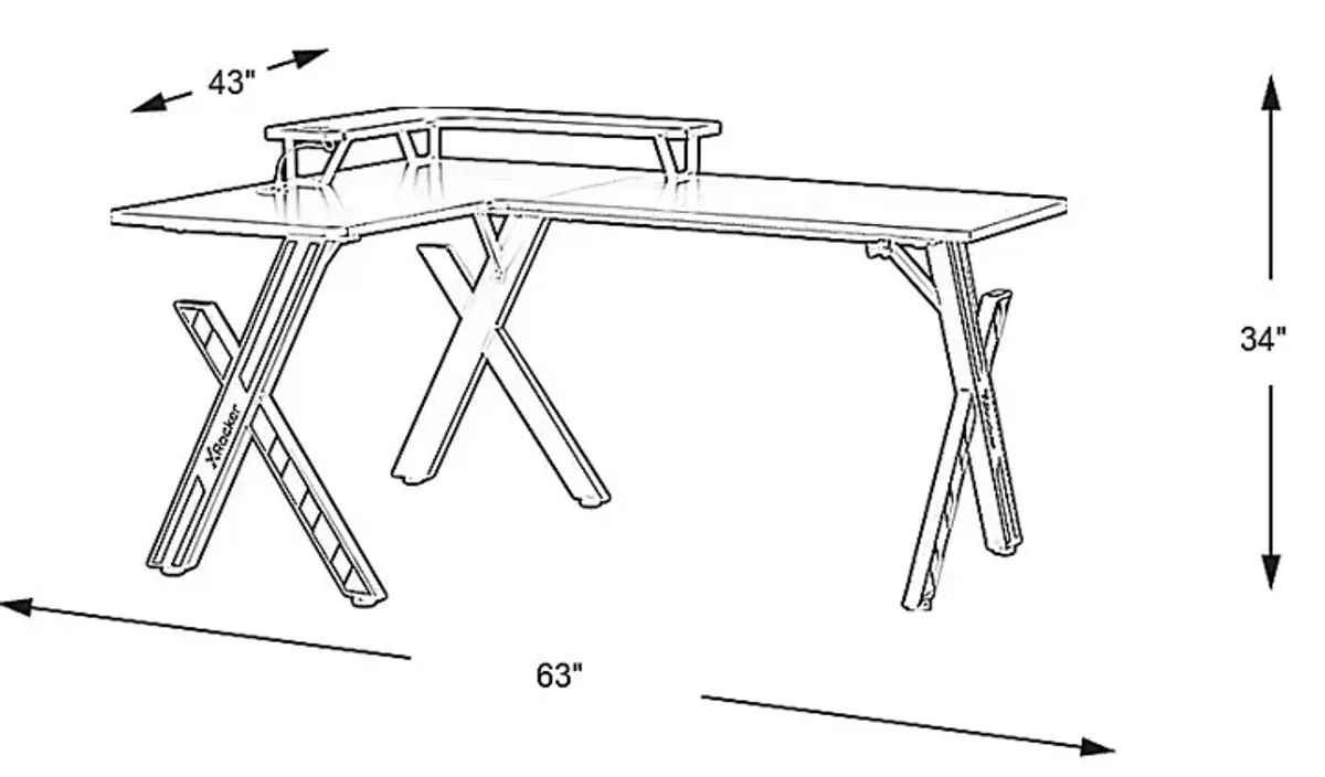 Kids Sound Trek Red L-Shaped Gaming Desk