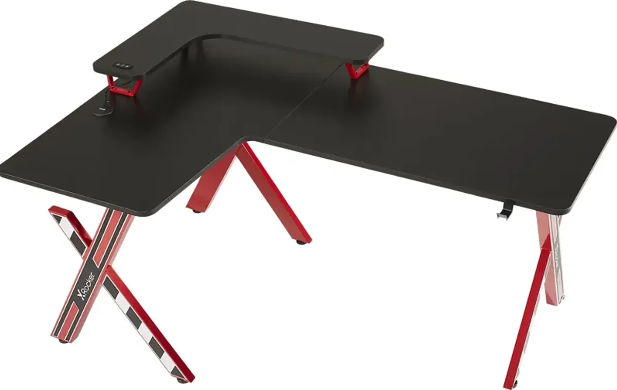 Kids Sound Trek Red L-Shaped Gaming Desk