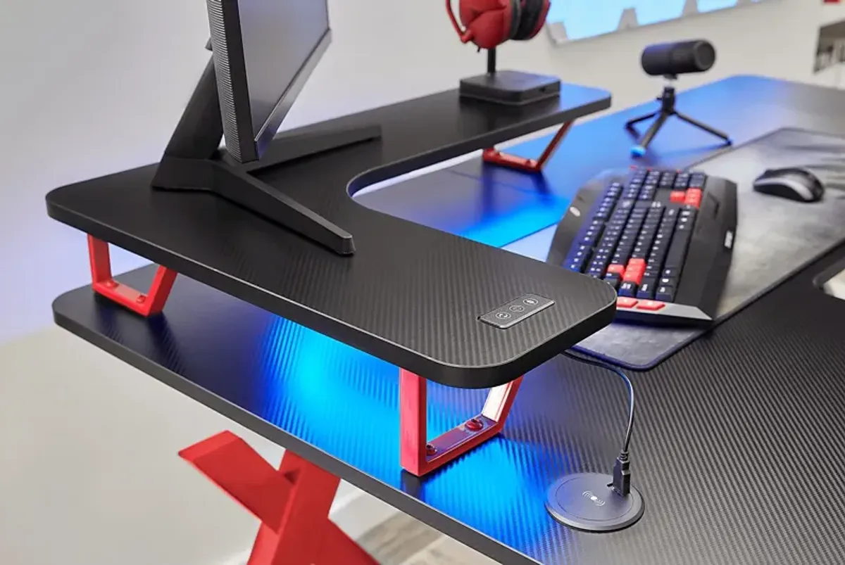 Kids Sound Trek Red L-Shaped Gaming Desk