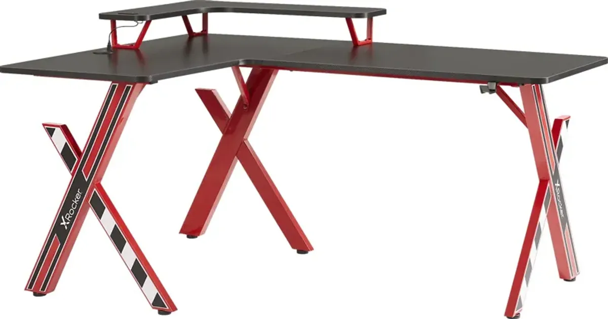 Kids Sound Trek Red L-Shaped Gaming Desk