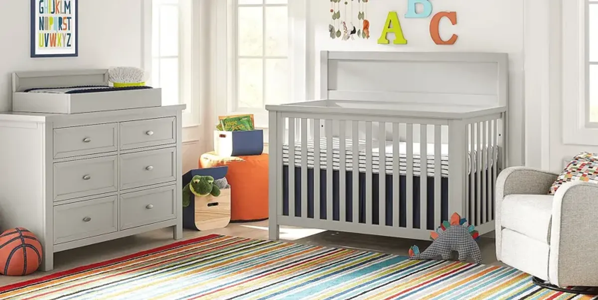 Kids Starry Dreams Gray 5 Pc Nursery with Toddler & Conversion Rails