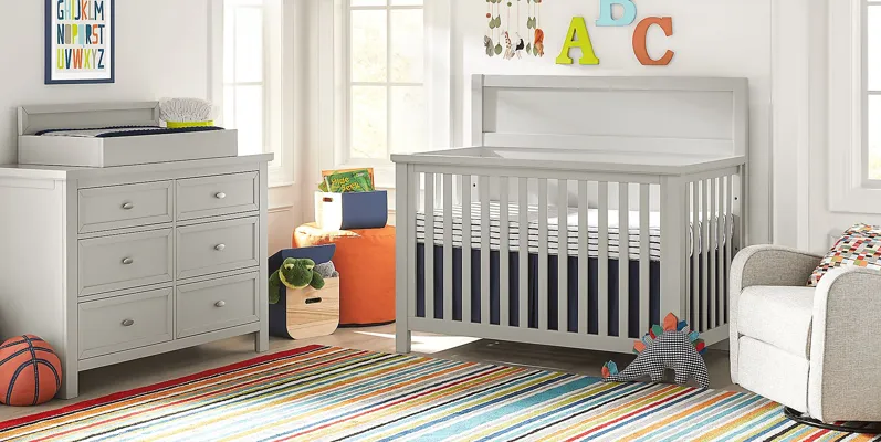 Kids Starry Dreams Gray 5 Pc Nursery with Toddler & Conversion Rails