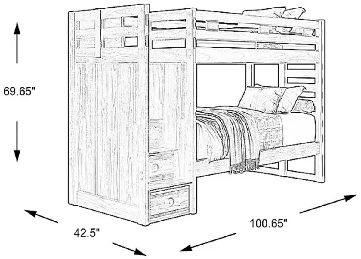 Kids Creekside 2.0 Charcoal Twin/Twin Step Bunk Bed