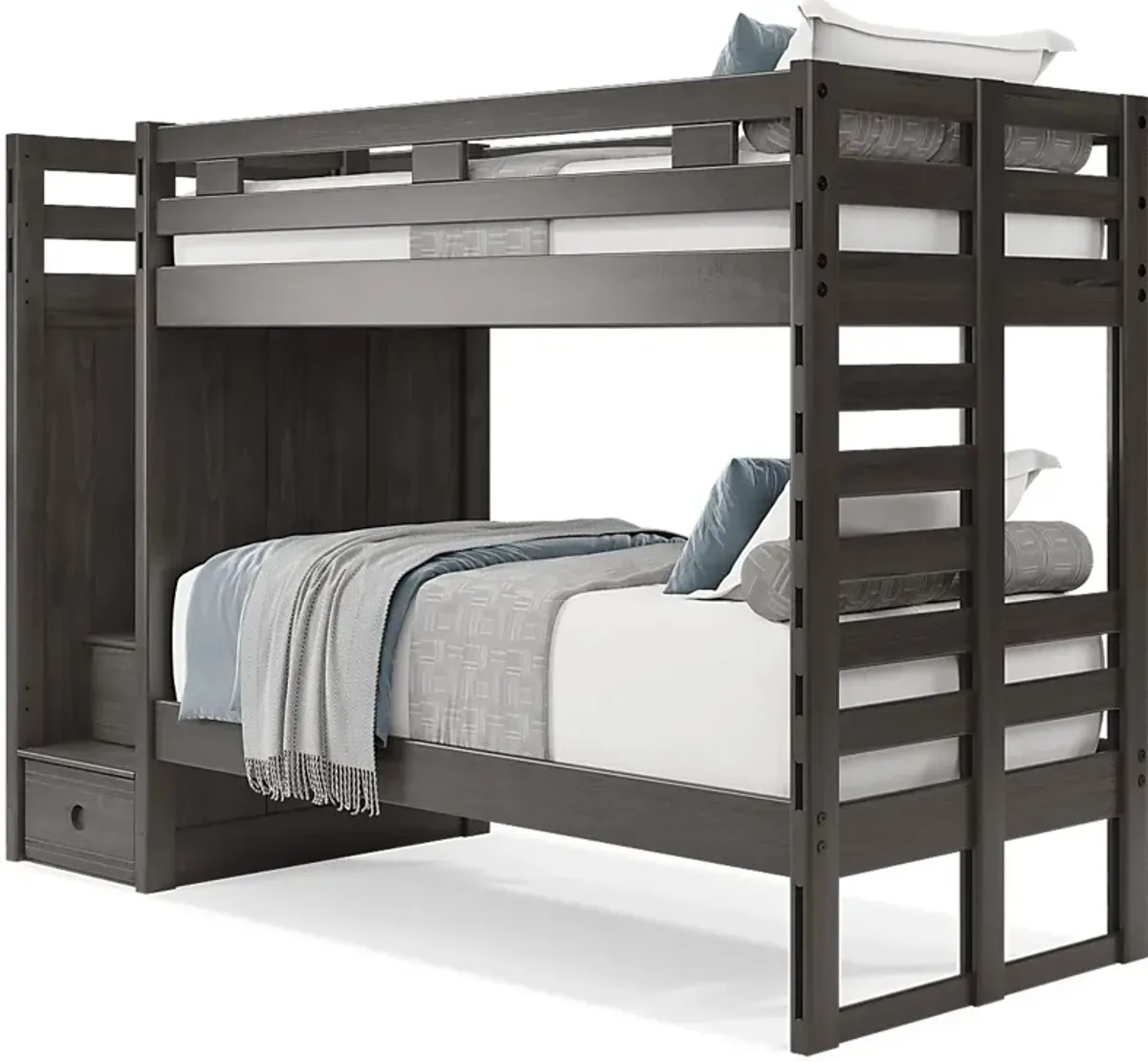 Kids Creekside 2.0 Charcoal Twin/Twin Step Bunk Bed