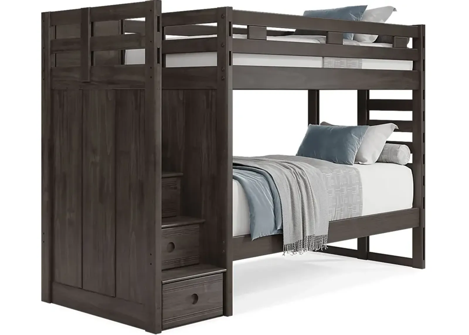 Kids Creekside 2.0 Charcoal Twin/Twin Step Bunk Bed