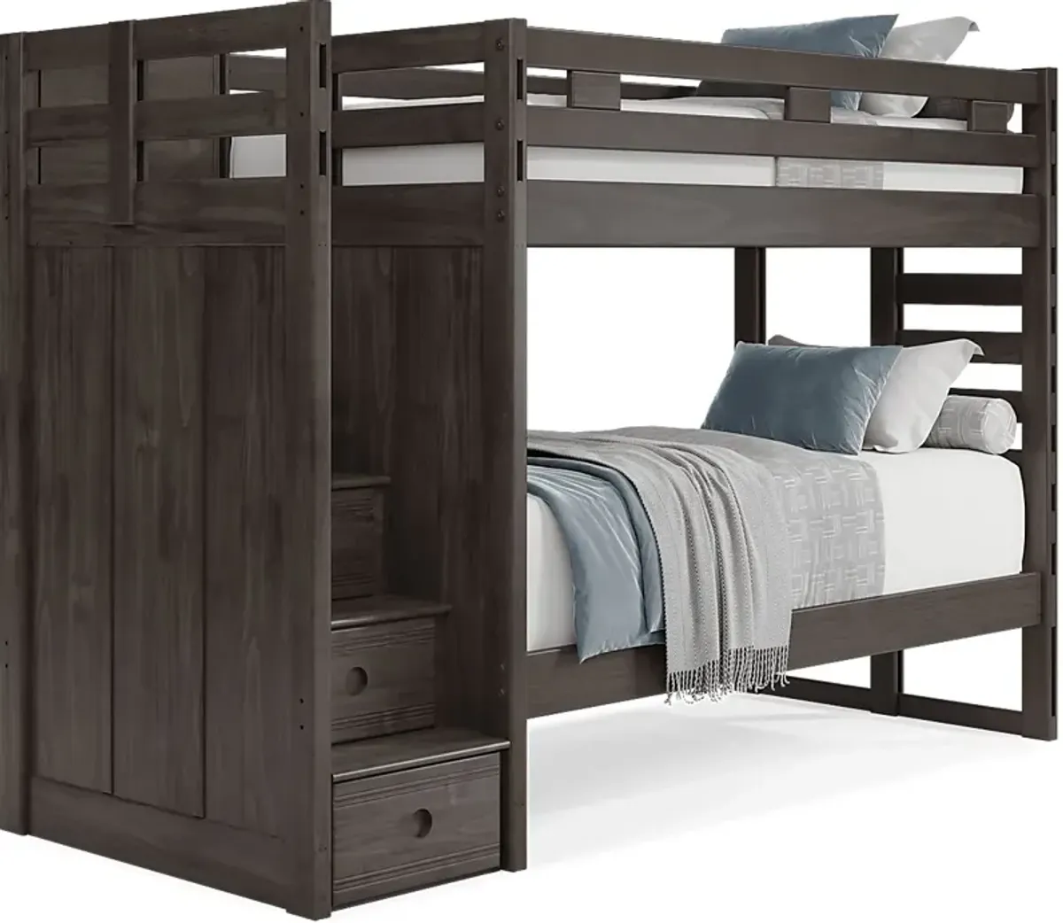 Kids Creekside 2.0 Charcoal Twin/Twin Step Bunk Bed