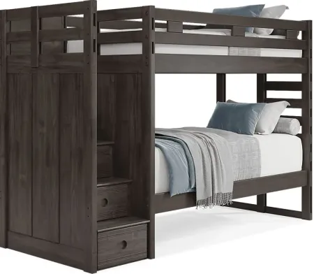Kids Creekside 2.0 Charcoal Twin/Twin Step Bunk Bed