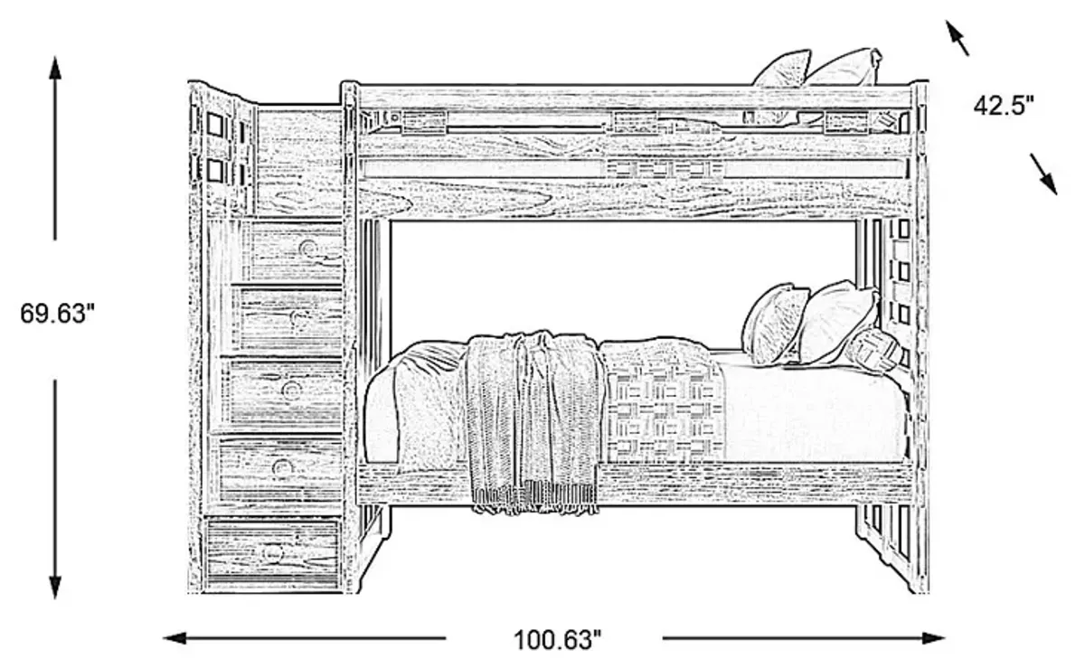 Kids Creekside 2.0 Chestnut Twin/Twin Step Bunk Bed