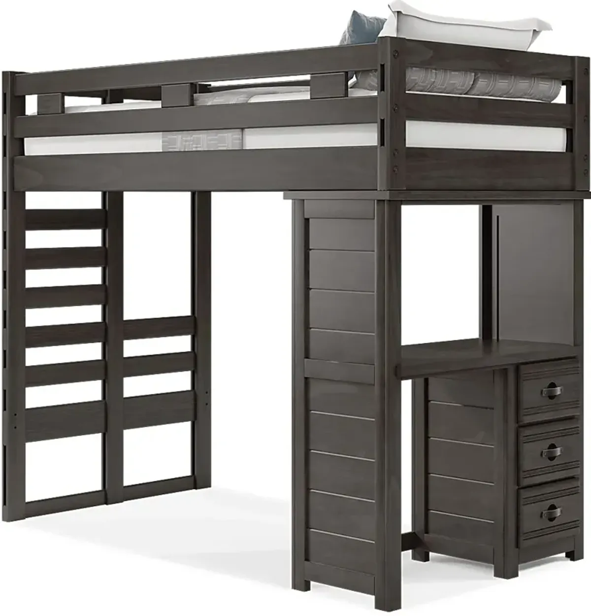 Kids Creekside 2.0 Charcoal Twin Loft with Loft Desk