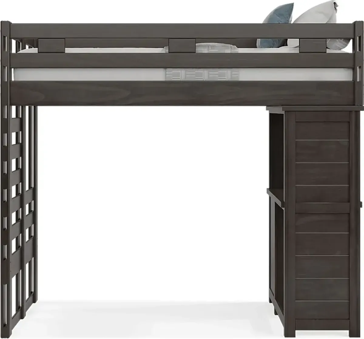 Kids Creekside 2.0 Charcoal Twin Loft with Loft Desk