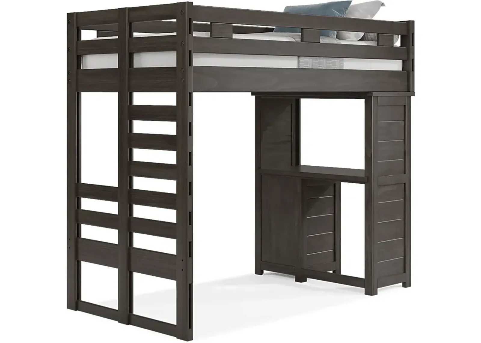 Kids Creekside 2.0 Charcoal Twin Loft with Loft Desk