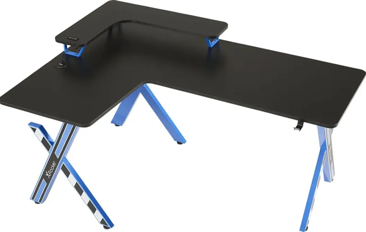 Kids Sound Trek Blue L-Shaped Gaming Desk